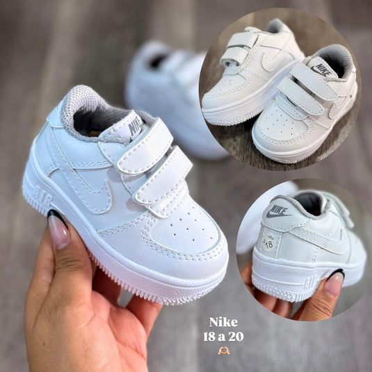 Tenis Force One Bebé Velcro - Blanco