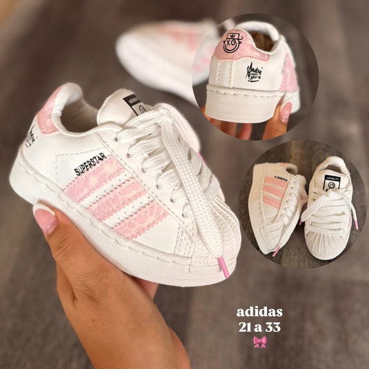 Tenis Superstar Cordón Rosa - Niña