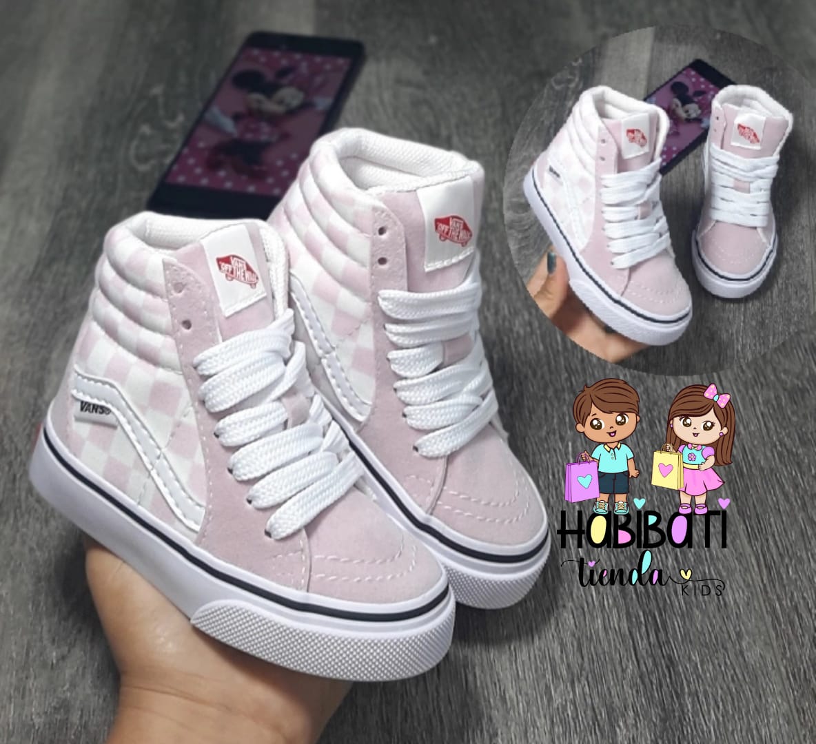 Bota Vans ajedrez rosa