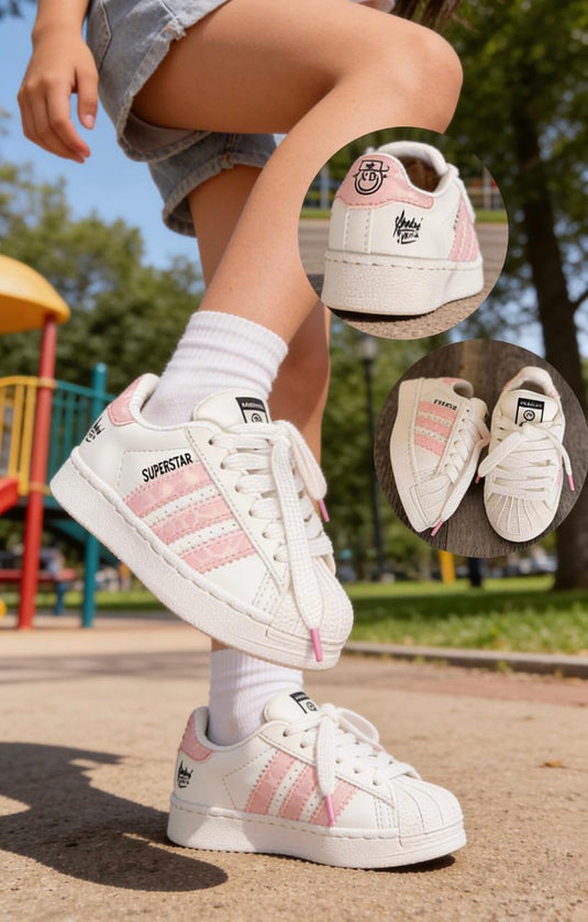 Tenis Superstar Cordón Rosa - Niña