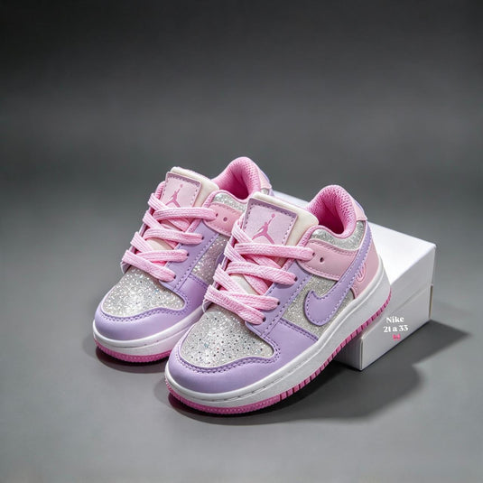 Tenis Dunk Rosa Lila Escarcha para niña