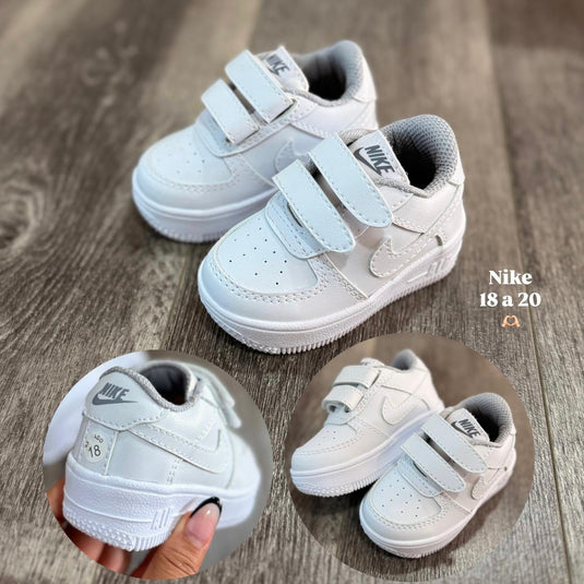 Tenis Force One Bebé Velcro - Blanco