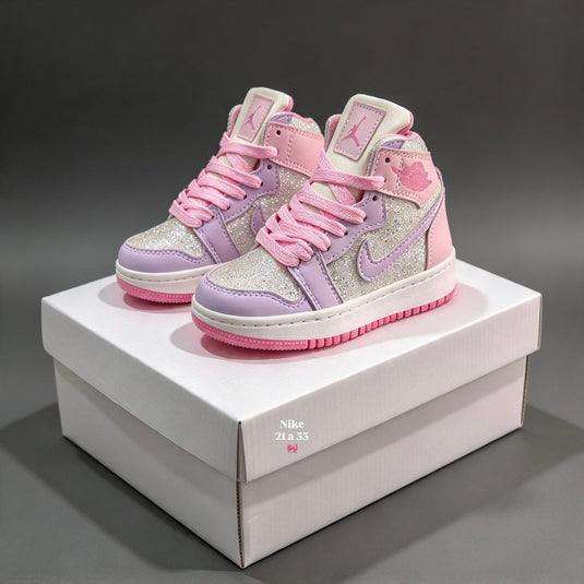 Bota Retro 1 Rosa Lila Escarcha vista frontal